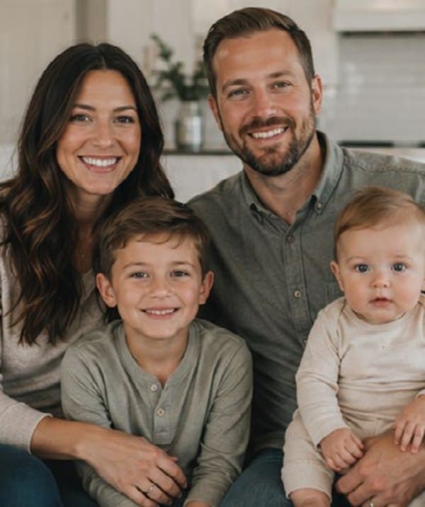 Placeholder portrait of a family of four